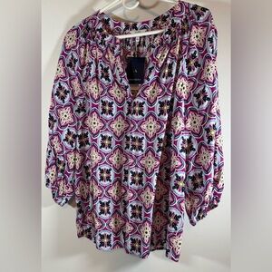 Women’s Crown & Ivy Pink Weekend in Lisbon signature 3/4 Sleeve Blouse 1X NWT